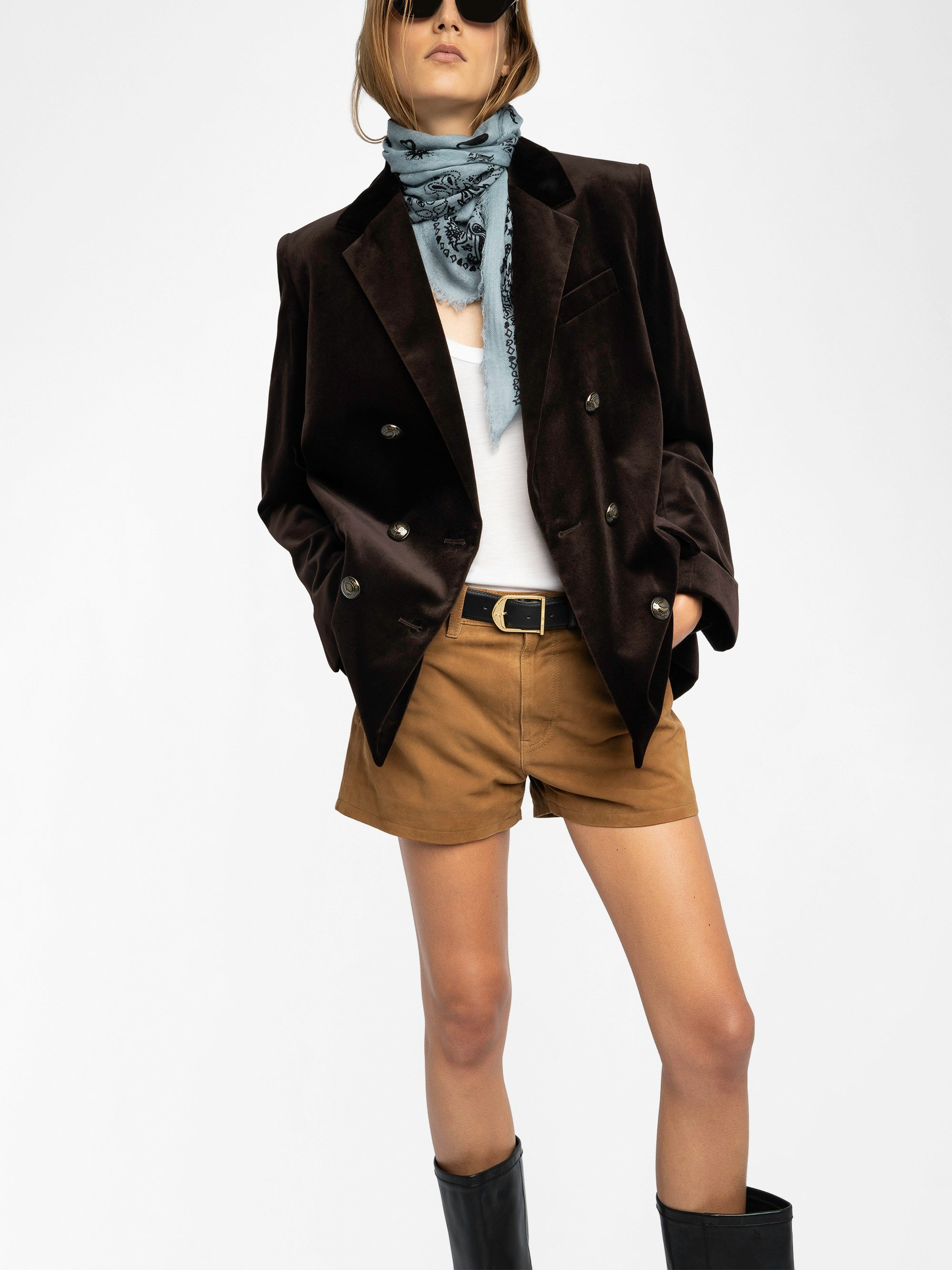 Nuage Bandana Scarf - Feather cashmere scarf with bandana print.